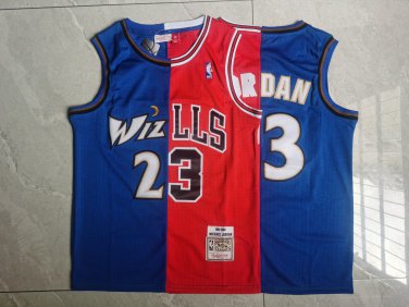 Michael Jordan #23 Washington Wizards X Chicago Bulls Blue Red Split Edition