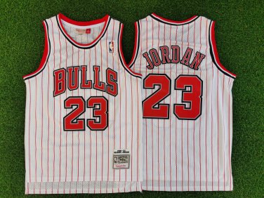 Michael Jordan #23 Chicago Bulls White Red Strip