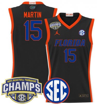 Alijah Martin  #15 Florida Gators 2025 SEC Tournament Champions Patch  Black