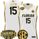 Alijah Martin  #15 Florida Gators 2025 SEC Tournament Champions Patch  White Gold