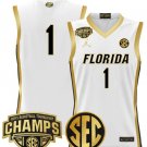 Blank Name  #1 Florida Gators 2025 SEC Tournament Champions Patch  White Gold