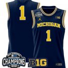 Blank Name  #1 Michigan Wolverines 2025 Big Ten Champions Patch   Navy