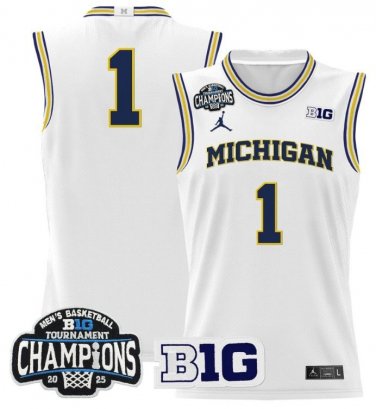 Blank Name  #1 Michigan Wolverines 2025 Big Ten Champions Patch   White
