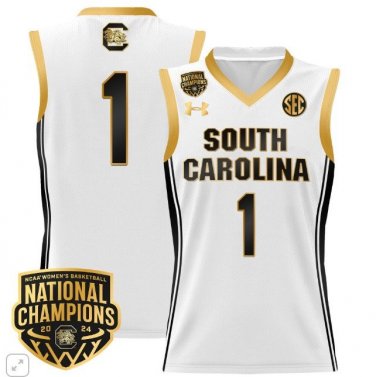 Blank Name  #1 South Carolina Gamecocks National Champions  - White Gold