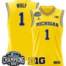 Danny Wolf  #1 Michigan Wolverines 2025 Big Ten Champions Patch   Gold