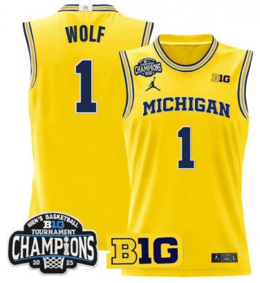 Danny Wolf  #1 Michigan Wolverines 2025 Big Ten Champions Patch   Gold