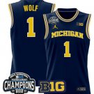 Danny Wolf  #1 Michigan Wolverines 2025 Big Ten Champions Patch   Navy