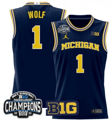 Danny Wolf  #1 Michigan Wolverines 2025 Big Ten Champions Patch   Navy