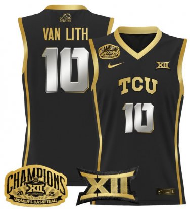 Hailey Van Lith  #10 TCU Horned Frogs 2025 Champions Patch   Back Gold