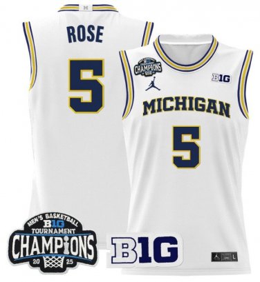 Jalen Rose  #5 Michigan Wolverines 2025 Big Ten Champions Patch   White
