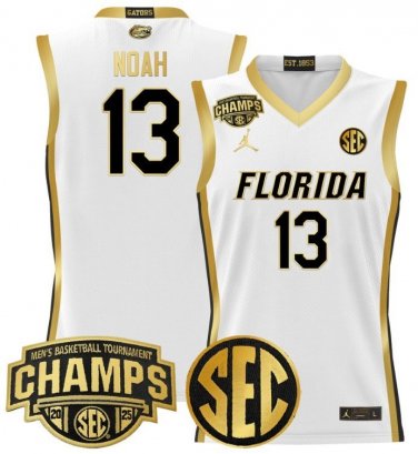 Joakim Noah  #13 Florida Gators 2025 SEC Tournament Champions Patch  White Gold