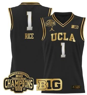 Kiki Rice  #1 UCLA Bruins 2025 Champions Patch College   Black Gold