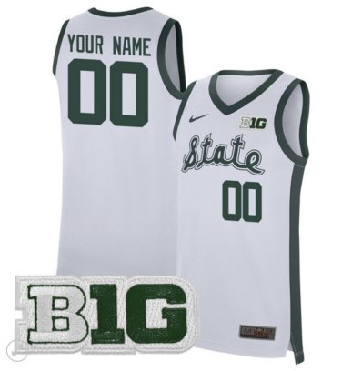 Michigan State Spartans Custom  B1G Patch College  All  White