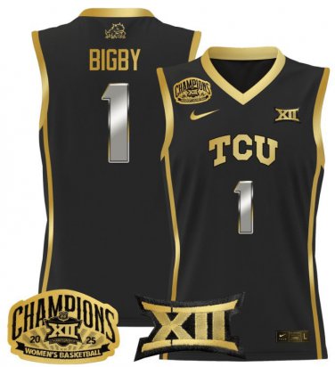 Taylor Bigby  #1 TCU Horned Frogs 2025 Champions Patch   Back Gold