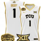 Taylor Bigby  #1 TCU Horned Frogs 2025 Champions Patch   White Gold