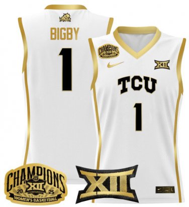 Taylor Bigby  #1 TCU Horned Frogs 2025 Champions Patch   White Gold