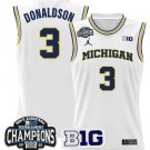 Tre Donaldson  #3 Michigan Wolverines 2025 Big Ten Champions Patch   White
