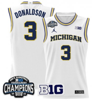Tre Donaldson  #3 Michigan Wolverines 2025 Big Ten Champions Patch   White