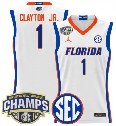 Walter Clayton Jr  #1 Florida Gators 2025 SEC Tournament Champions Patch  White