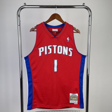 #1 Iverson Pistons 2008-09 M&N jersey red (heat pressed)
