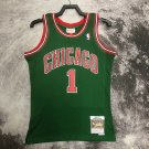 #1 Rose Bulls M&N heat pressed jersey green