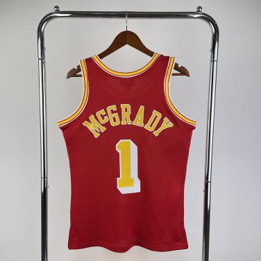 #1 Tracy Mcgrady Rockets 2004-05 M&N jersey red (heat pressed)