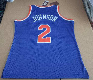 #2 Larry johnson knicks M&N jersey blue (heat pressed)