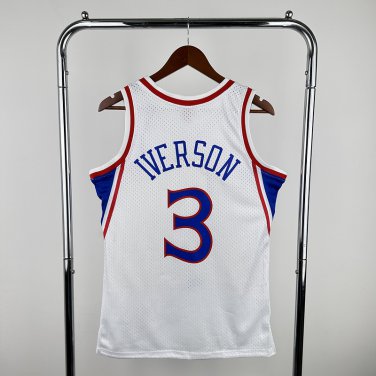 #3 Allen Iverson 76ers 1996-97 M&N jersey white (heat pressed)