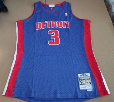 #3 Ben Wallace Detroit Pistons 2003-04 M&N jersey blue (heat pressed)