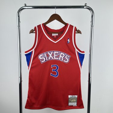 #3 Iverson 76ers 1996 97 M&N jersey red (heat pressed)