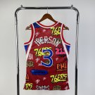 #3 Iverson 76ers 1996-97 M&N jersey red (heat pressed)