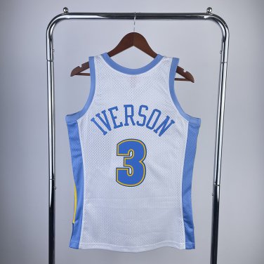 #3 Iverson Nuggets 2003 04 M&N jersey white (heat pressed)