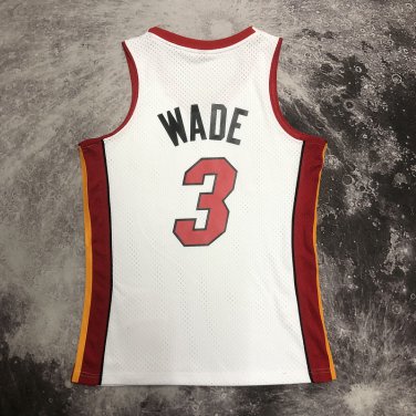 #3 Wade Heat 2005-06 M&N heat pressed jersey white