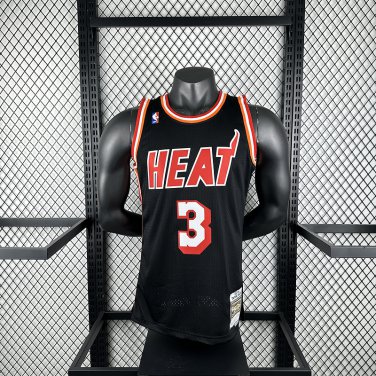 #3 Wade Miami Heat 2013-14 M&N retro jersey black (heat pressed)