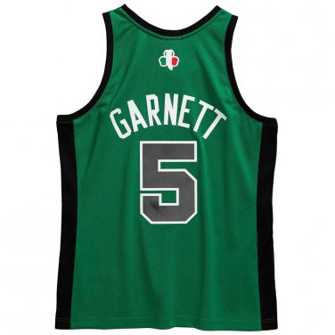#5 Garnett Celtics M&N heat pressed jersey green black with The trophy