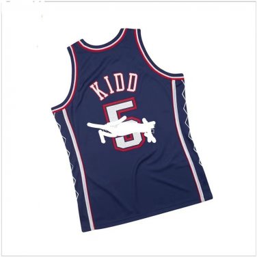 #5 Kidd Nets 2006-07 M&N heat pressed jersey navy