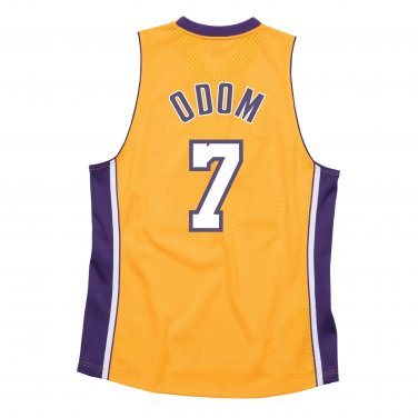 #7 Lamar Odom Lakers 2009-10 M&N jersey yellow (heat pressed)