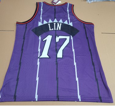 #17 Lin Raptors M&N jersey purple with Team name in Chinese  (heat pressed)