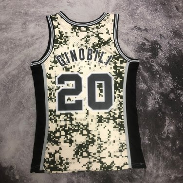 #20 Ginobili Spurs 2013 14 M&N jersey camo (heat pressed)