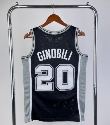 #20 Ginobili Spurs M&N jersey black (heat pressed)