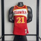 #21 Dominque Wilkins Hawks M&N jersey red (heat pressed）
