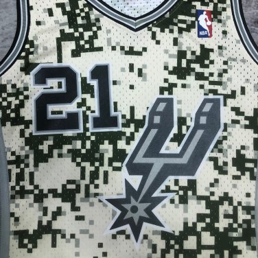 #21 Duncan Spurs 2013 14 M&N jersey camo (heat pressed)