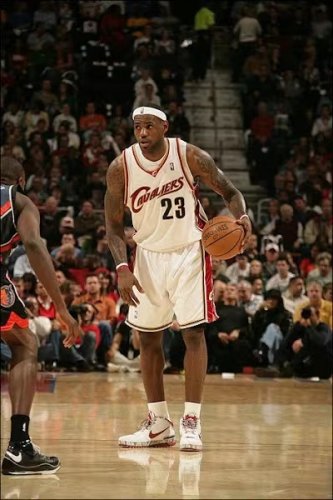 #23 James Cavaliers 2003-04 M&N heat pressed jersey white