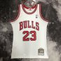 #23 Jordan Bulls 1997-98 M&N heat pressed jersey white