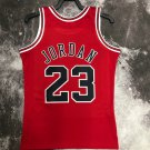 #23 Jordan Bulls 1997-98 M&N jersey red with The trophy  (heat pressed)