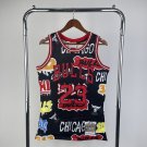 #23 Jordan Bulls M&N jersey black red （heat pressed)