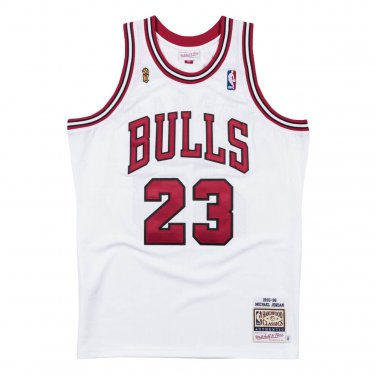 #23 Michael Jordan Bulls 1995-96 M&N Finals jersey white (heat pressed)