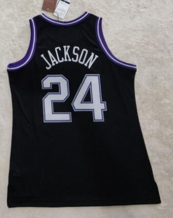 #24 Bobby Jackson Kings 2001-02 M&N jersey black (heat pressed)