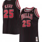 #25 Steve Kerr Bulls 1995-96 M&N  jersey black with stripe（heat pressed）