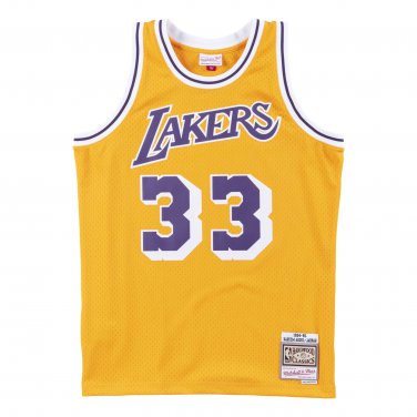 #33 Kareem Abdul-Jabbar Los Angeles Lakers 1984-85 M&N jersey yellow (heat pressed)
